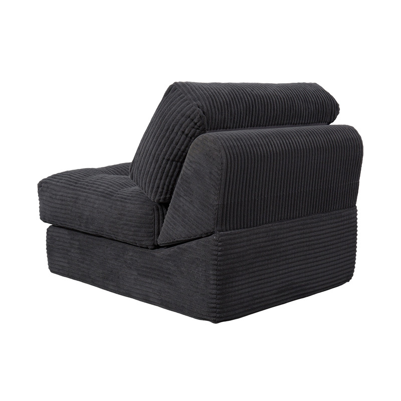 Sammenfoldelig multifunktionel fuldskum sovesofa i mørkegrå fløjlsbukser med ergonomisk ryglæn Sammenfoldelig multifunktionel fuldskum sovesofa i mørkegrå fløjlsbukser med ergonomisk ryglæn