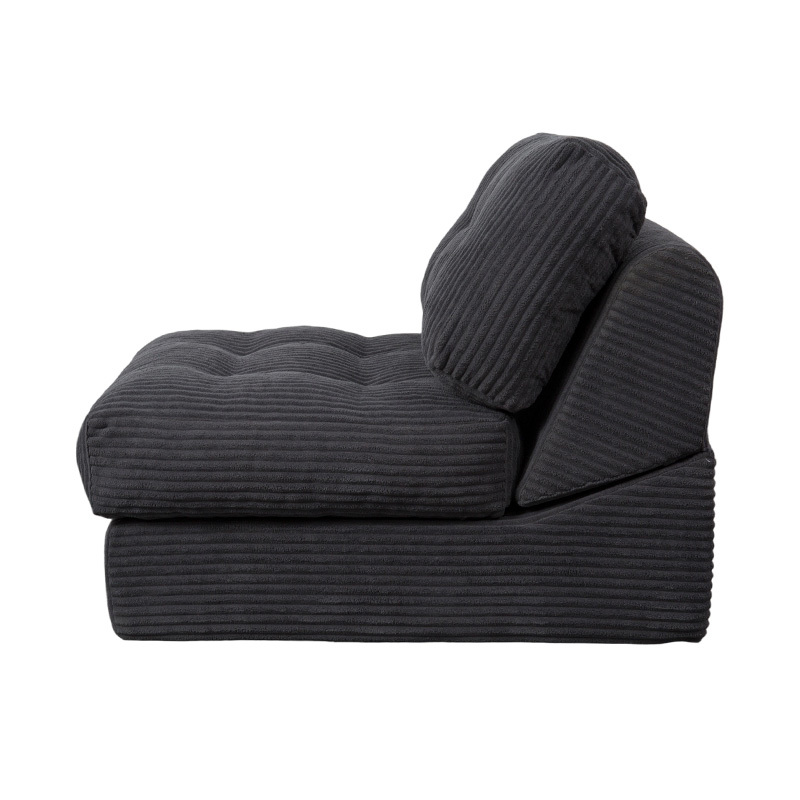 Sammenfoldelig multifunktionel fuldskum sovesofa i mørkegrå fløjlsbukser med ergonomisk ryglæn Sammenfoldelig multifunktionel fuldskum sovesofa i mørkegrå fløjlsbukser med ergonomisk ryglæn