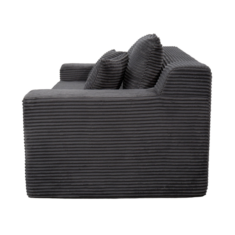 Transformerbar modulopbygget sovesofa i mørkegrå fløjlsbukser med flere puder
