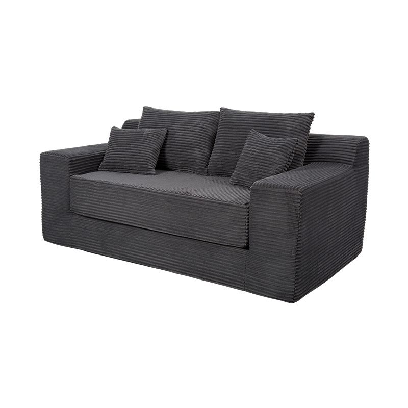 Transformerbar modulopbygget sovesofa i mørkegrå fløjlsbukser med flere puder