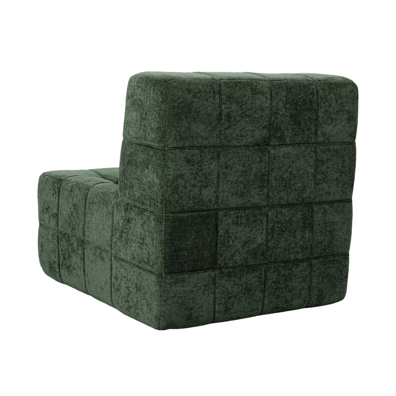 Oversized enkelt fuldskumsofa i smaragdgrøn fløjlsbukser med blokdesign