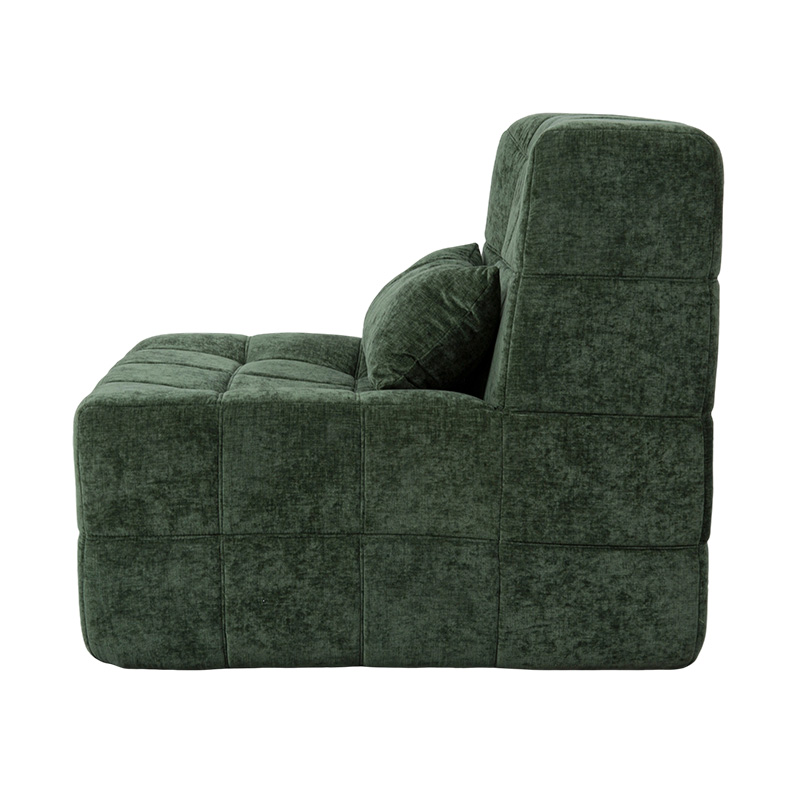 Oversized enkelt fuldskumsofa i smaragdgrøn fløjlsbukser med blokdesign