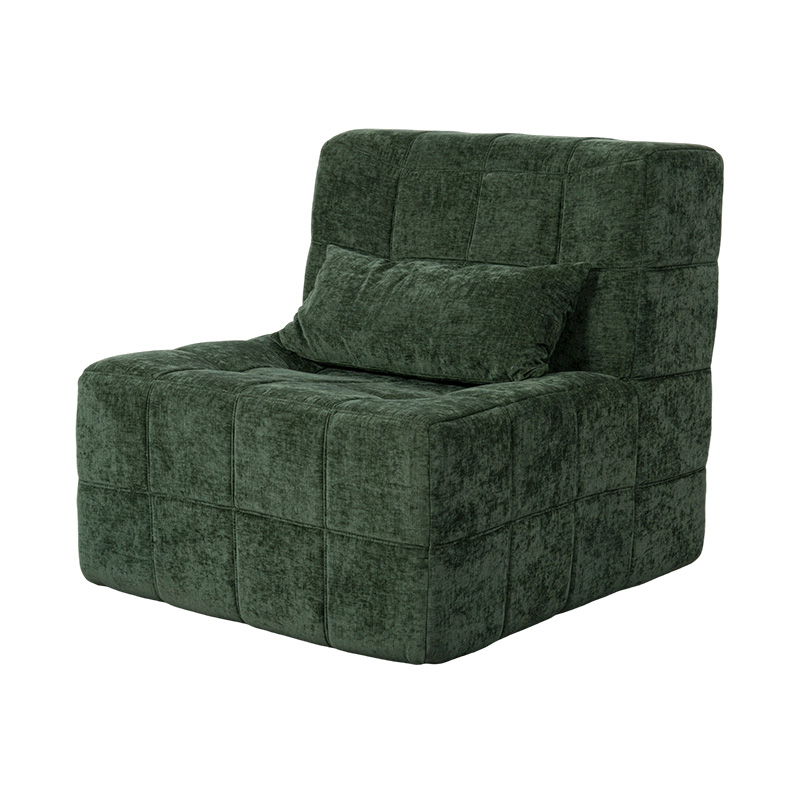 Oversized enkelt fuldskumsofa i smaragdgrøn fløjlsbukser med blokdesign