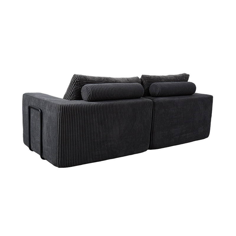 Moderne konvertibel sofa i mørkegrå fløjlsbukser med hynder, fleksibelt modulært layout Moderne konvertibel sofa i mørkegrå fløjlsbukser med hynder, fleksibelt modulært layout