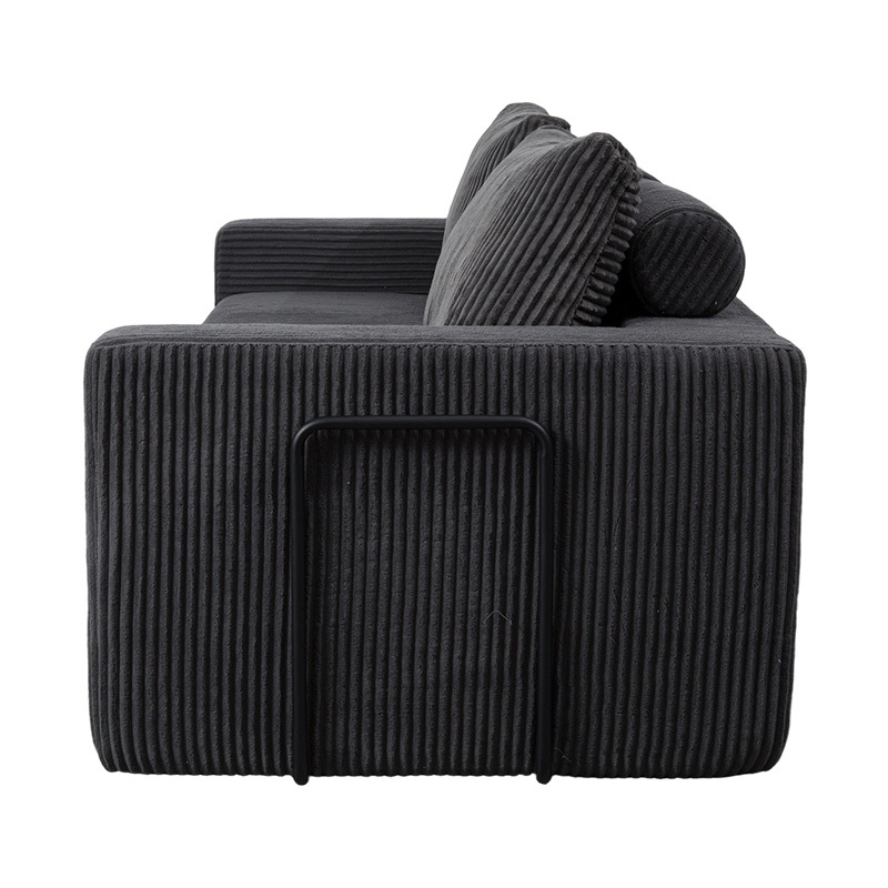 Moderne konvertibel sofa i mørkegrå fløjlsbukser med hynder, fleksibelt modulært layout Moderne konvertibel sofa i mørkegrå fløjlsbukser med hynder, fleksibelt modulært layout