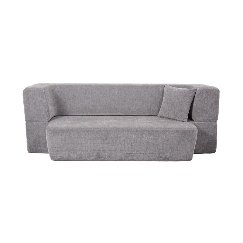 Cabriolet multifunktionel sovesofa i lysegrå fløjl med hynder