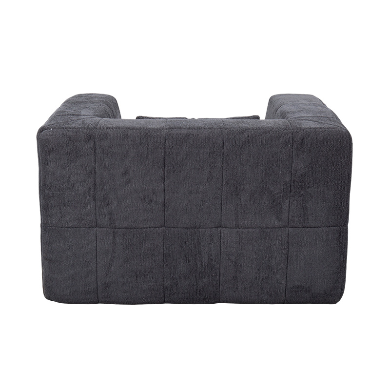 Single Full-Foam Lounge sofa med mørkegrå fløjl og geometrisk blokdesign