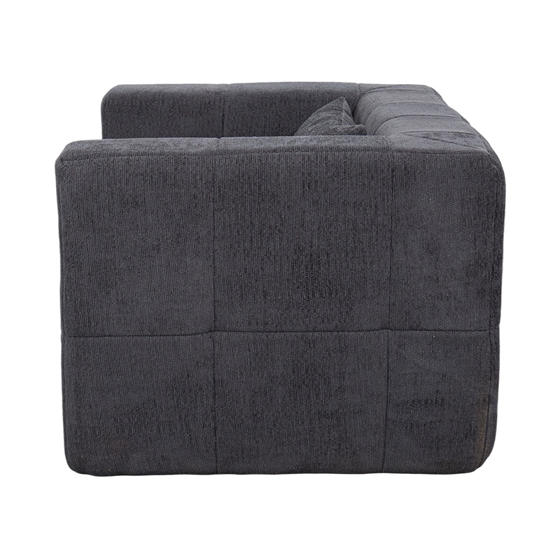 Single Full-Foam Lounge sofa med mørkegrå fløjl og geometrisk blokdesign