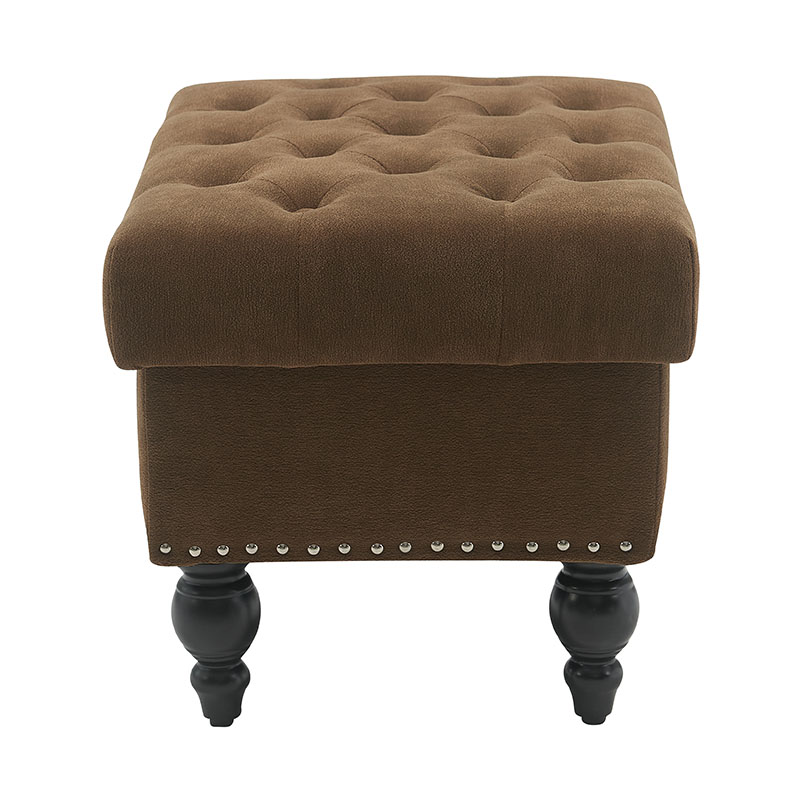 Fairy Tale Square Teddy Brown stof Opbevaringsskammel