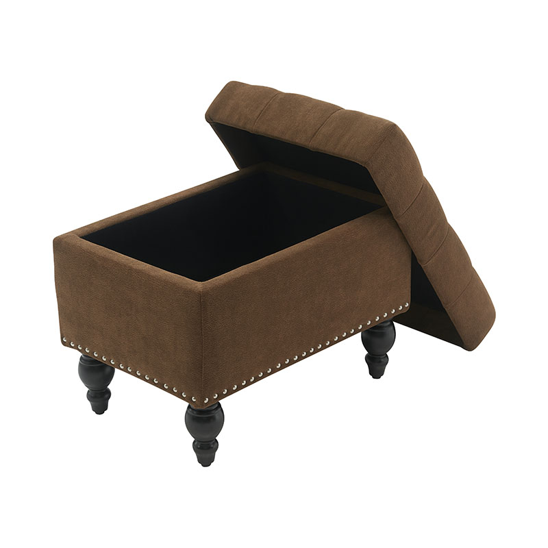 Fairy Tale Square Teddy Brown stof Opbevaringsskammel