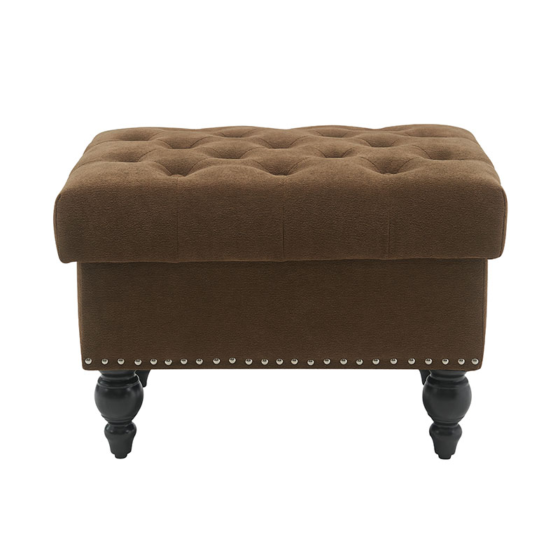 Fairy Tale Square Teddy Brown stof Opbevaringsskammel