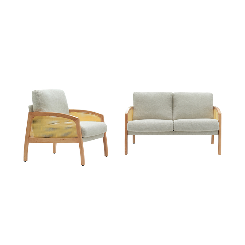 Rattan armlæn linned sofa